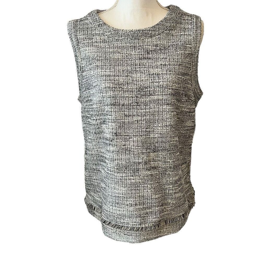 Banana Republic Black and White Tweed Sleeveless Top Size Large